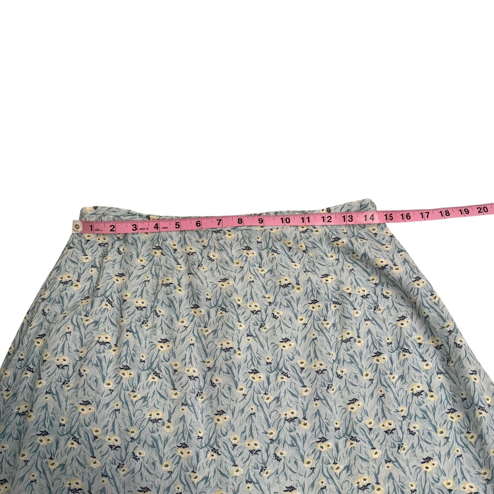 Vintage | Braemar | Floral Maxi Skirt Blue Yellow Rayon Made in Canada Size 10 - Picture 10 of 12